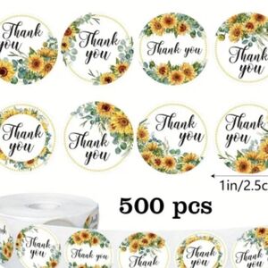 NEW Floral Thank You Stickers - 500 pcs
